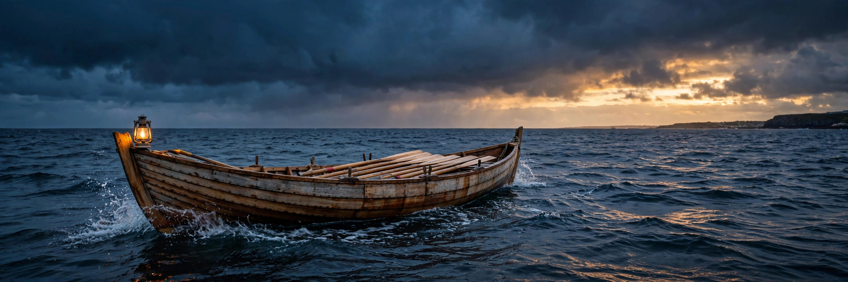 Perahu yoal kayu tradisional di laut utara